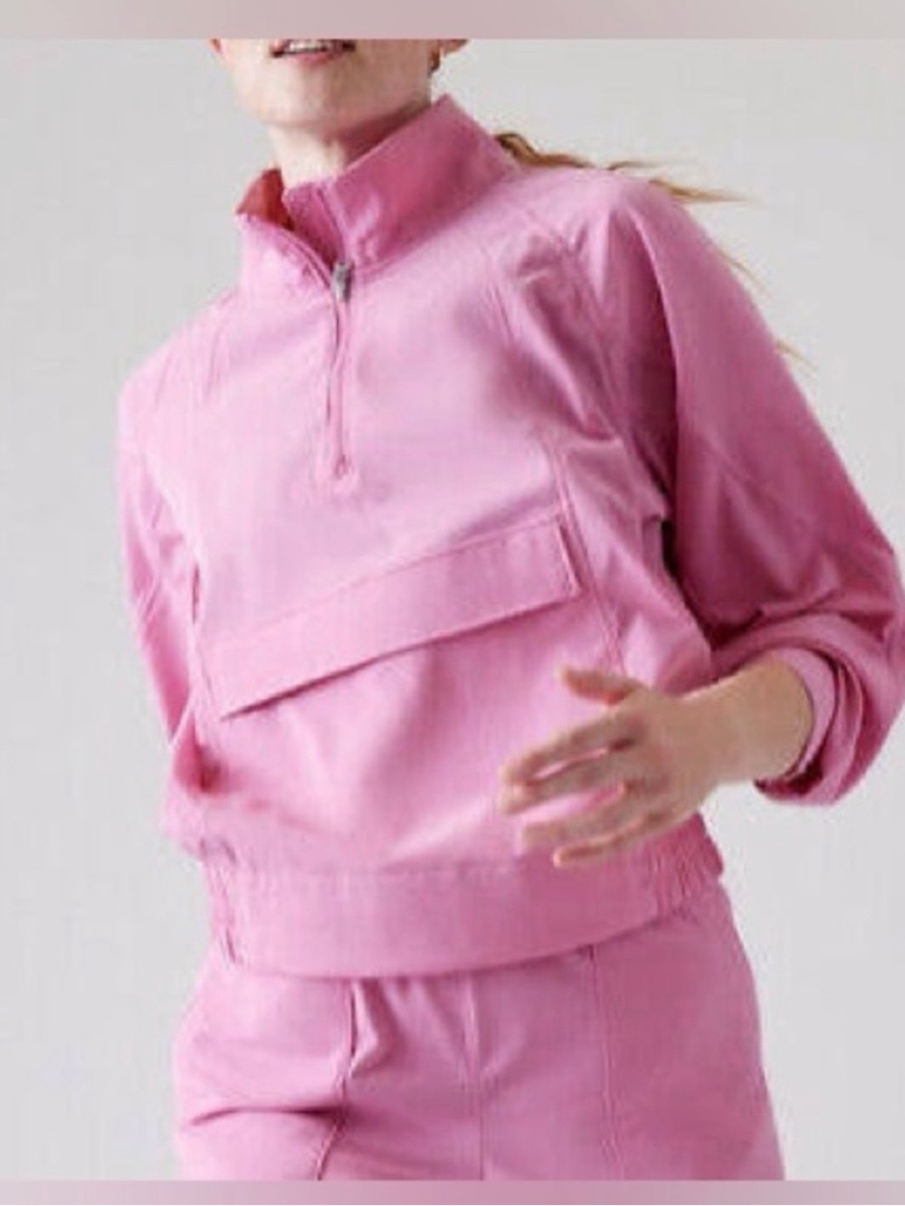 Athleta Boundless Popover Pink Pullover Half Zip Jacket Windbreaker XS